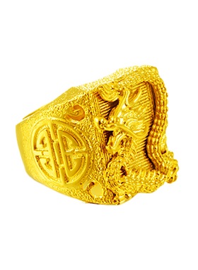 钻石之乡河南商丘男戒1:1镀金越南镀金高仿吉祥龙戒指印字黄a2459