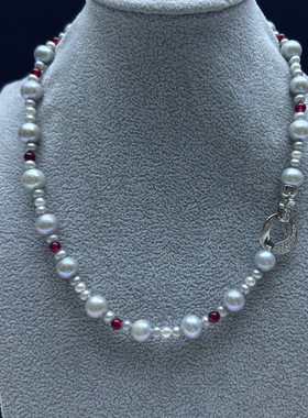 天然淡水养殖珍珠真多麻灰色项链大小珠毛衣链秋冬时尚百搭a2776