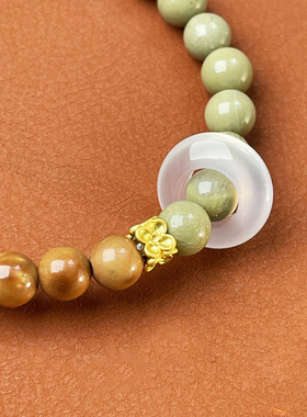 天然阿拉善玛瑙玉髓库克手串轻奢高级感牛油果绿手链弹力新a3191