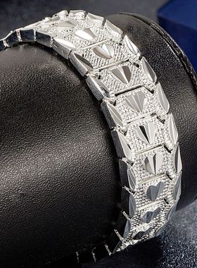 钻石之乡河南商丘镀银hihop风宽版心形手链 车花爱心手表链a2516