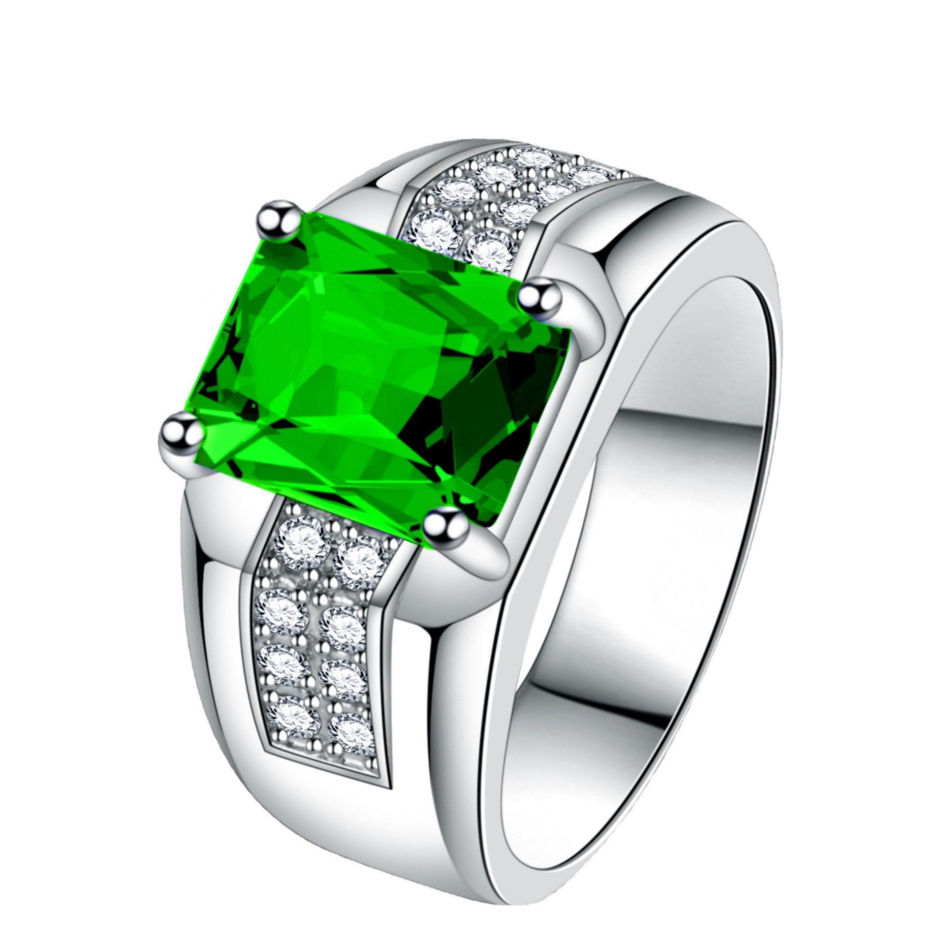 钻石之乡河南柘城河南人工钻石新蓝宝石蓝锆石戒指 时尚潮男商务 - 图2