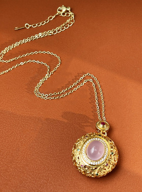 新中式国风气质吊坠可开盖放香薰时尚百搭轻奢复古优雅项链Da3116