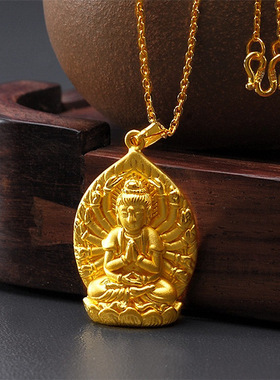 钻石之乡河南商丘镀佛吊坠生肖佛头项链八大佛吊坠 实心千手a2598