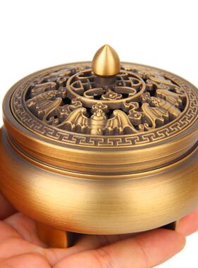 卓好 带盖三足铜香炉摆件 龙款铜香炉 鸳鸯款五福临门款铜香炉