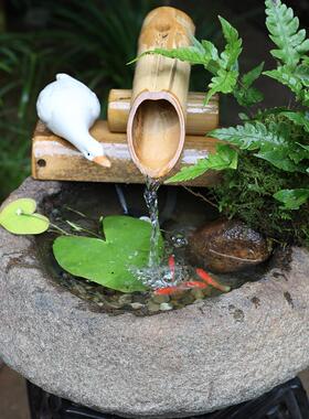 客厅创意流水景观鱼池办公室桌面造景喷泉小鱼缸家居玄关装饰摆件