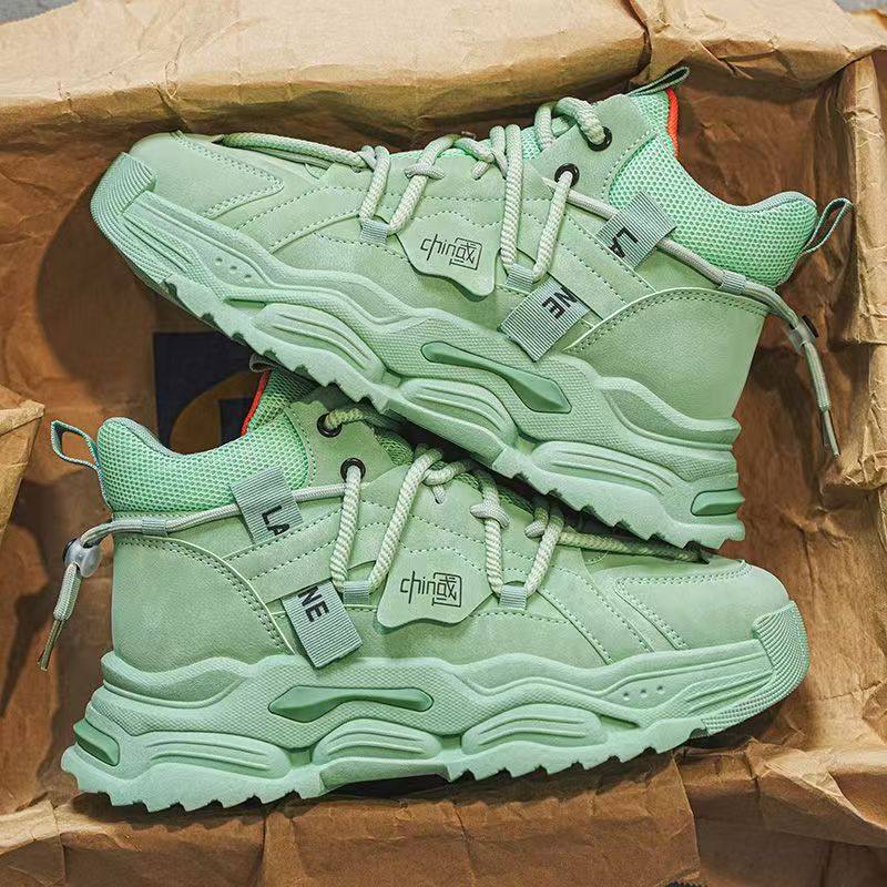 高帮男鞋冬季2026新款潮流小众原创运动休闲厚底增高皮面老爹潮鞋,淘宝优惠券,粉丝福利购,淘宝优惠卷