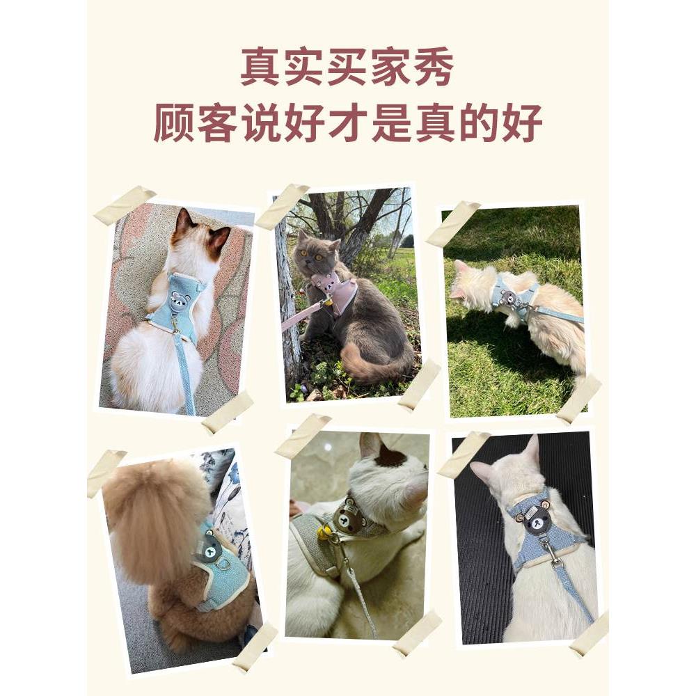 背心式猫咪狗狗牵引绳溜兔子遛猫绳子专用小型犬胸背带外出防挣脱 - 图2