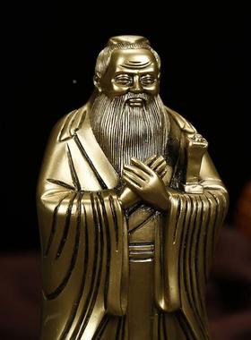 孔子像摆件夫仿铜客厅书