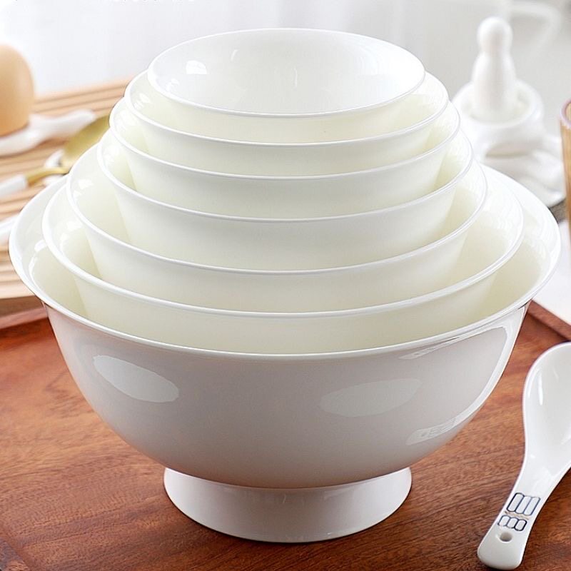 高档纯白无铅骨瓷大饭碗防烫高脚碗家用米饭碗中式面碗釉下彩陶瓷