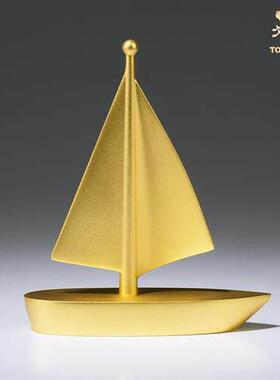 一帆风顺帆船摆件办公室桌面镀金铜工艺品家居饰品乔迁礼物