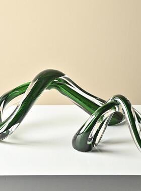 轻奢风交叉玻璃摆件高级感小众别墅样板间桌面摆件琉璃家居装饰品