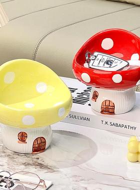 可爱蘑菇钥匙收纳玄关摆件家用入户进门口鞋柜装饰品乔迁新居礼品