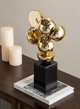 现代无障碍豪华镀金几何抽象小雕塑艺术装饰品客厅入口电视柜酒柜