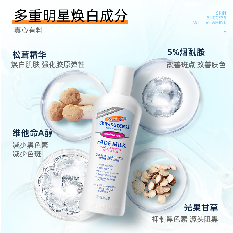 帕玛氏焕白淡斑身体乳250ml淡化细纹黑斑老年斑均匀肤色祛斑面霜
