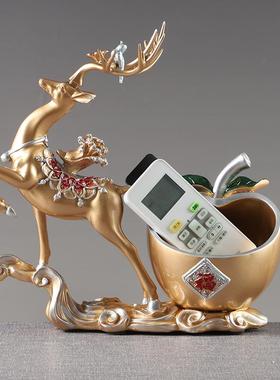 入户玄关钥匙收纳摆件进门鞋柜创意乔迁礼品客厅中式装饰品鹿摆设