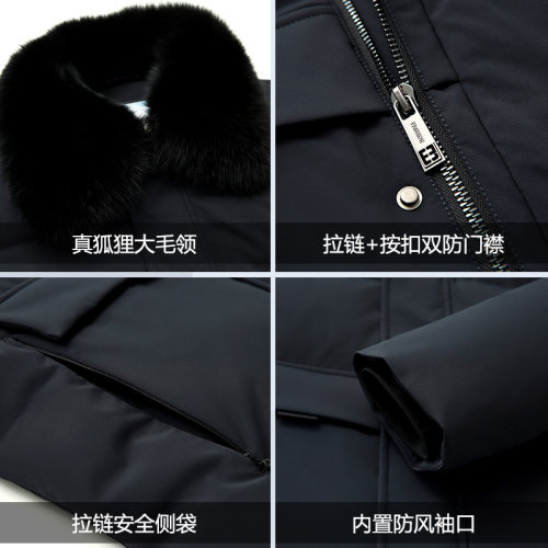 雪中飞真狐狸大毛领男士羽绒服2025新款加厚中老年爸爸装冬季外套 - 图3