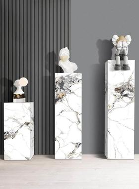大理石底座客厅石材台立柱墩子玄关落地岩板装饰品摆件雕塑展示台
