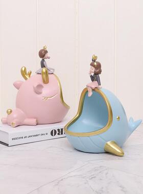 泡泡女孩北欧风格轻奢玄关收纳摆件创意家居装饰品客厅摆设少女心