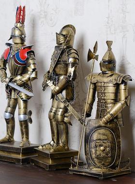 覆古盔甲武士铁艺模型酒柜电视柜酒吧欧式骑士铠甲工艺礼品摆饰装