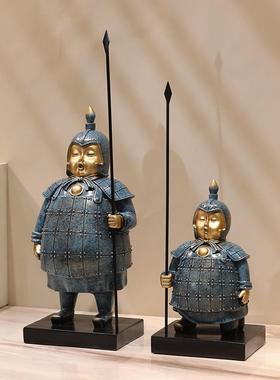 新中式兵马俑办公桌空调上装饰品角几摆件西安旅游文化用品工艺礼