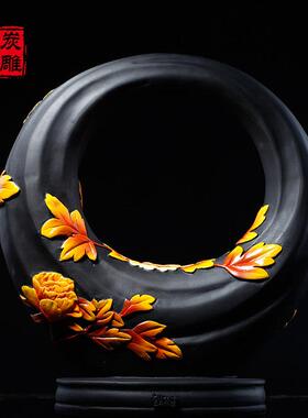 金乌炭雕 活性炭摆件家居饰品客厅玄关新中式新房礼物 乔迁 实用