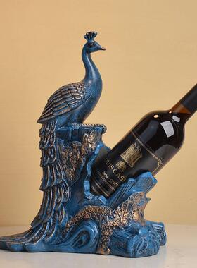 创意孔雀酒架新中式摆件装饰工艺品客厅玄关书房酒柜乔迁开业礼品