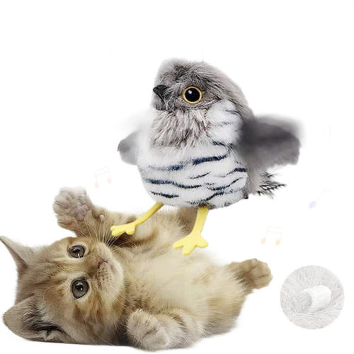毛绒电动扑腾宠物猫玩具逗猫发声引力自动小鸟发声玩具自嗨逗猫棒 - 图3