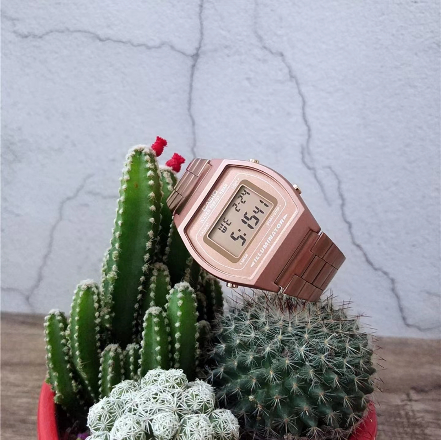 Casio Casio watch retro small square watch unisex, comfortable and versatile B640WC-5A rose gold women's model