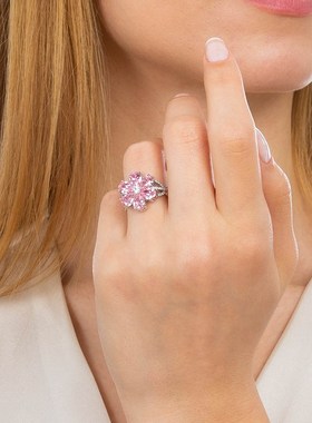 极速Valori Jewels Magnolia Flower Ring, K4 Ct Zircon Pink Pe