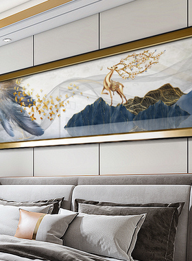 新品轻奢卧室床头k装饰画现代客厅背景墙壁画主卧鹿墙画抽象大气