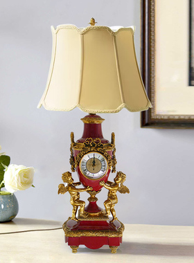 极速陶瓷配铜座钟时钟欧式美式客厅卧室玄关床头轻U奢台灯家居饰