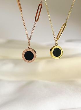 极速钛钢项链 经典罗马盘双面项链+送(微笑Q项链+罗马耳针)