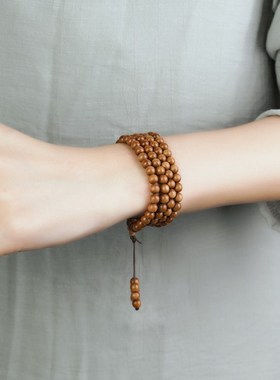 极速老山檀香手串108颗印度迈索尔老山檀佛O珠天然檀香木项链念珠