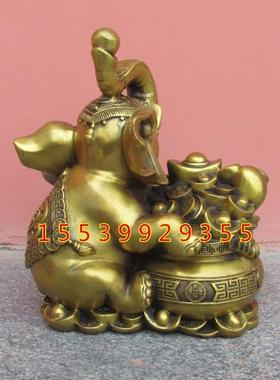纯铜大象 聚宝盆大象 元宝大象大象顶球如意大象铜器摆件