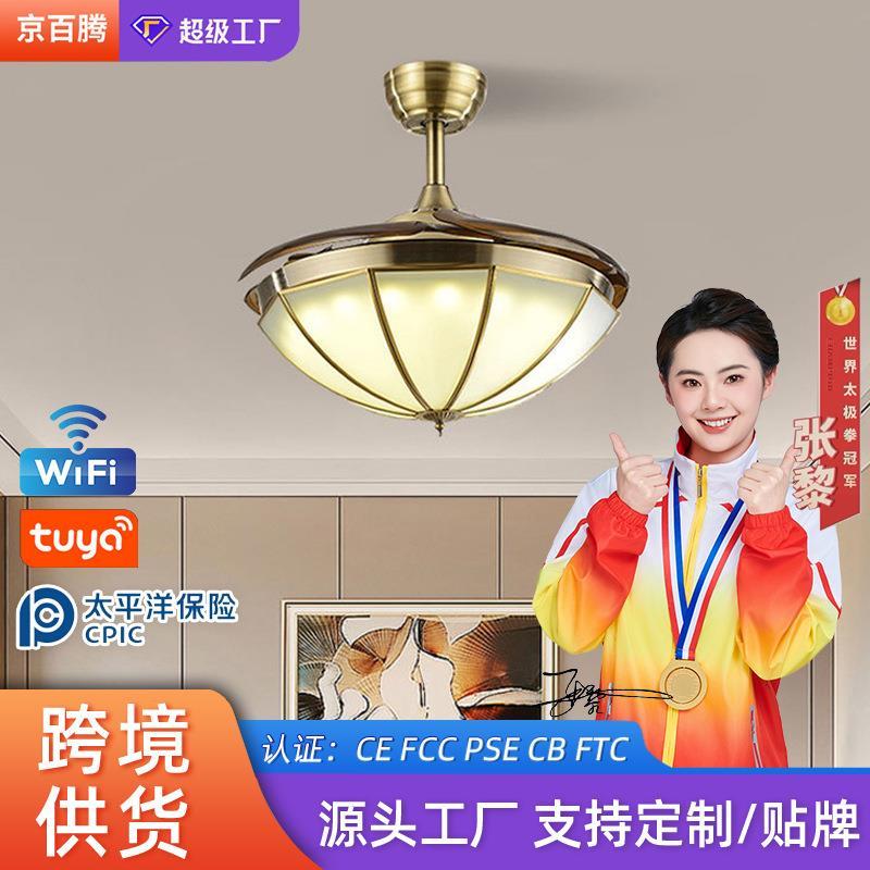【折扣价】隐形风扇灯吊代约家用客厅灯餐厅新款风简扇吊灯智现能 - 图0
