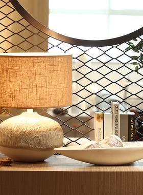 现代轻奢托盘台灯摆件新中式法式简约客厅玄关酒柜树脂家居装饰品