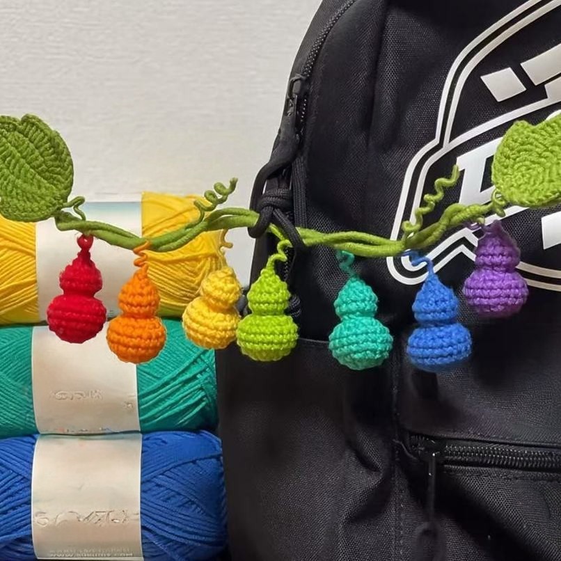 钩织七个葫芦娃车挂彩虹葫芦福禄编织葫芦藤蔓叶子毛线钩针材料包,淘宝优惠券,粉丝福利购,淘宝优惠卷