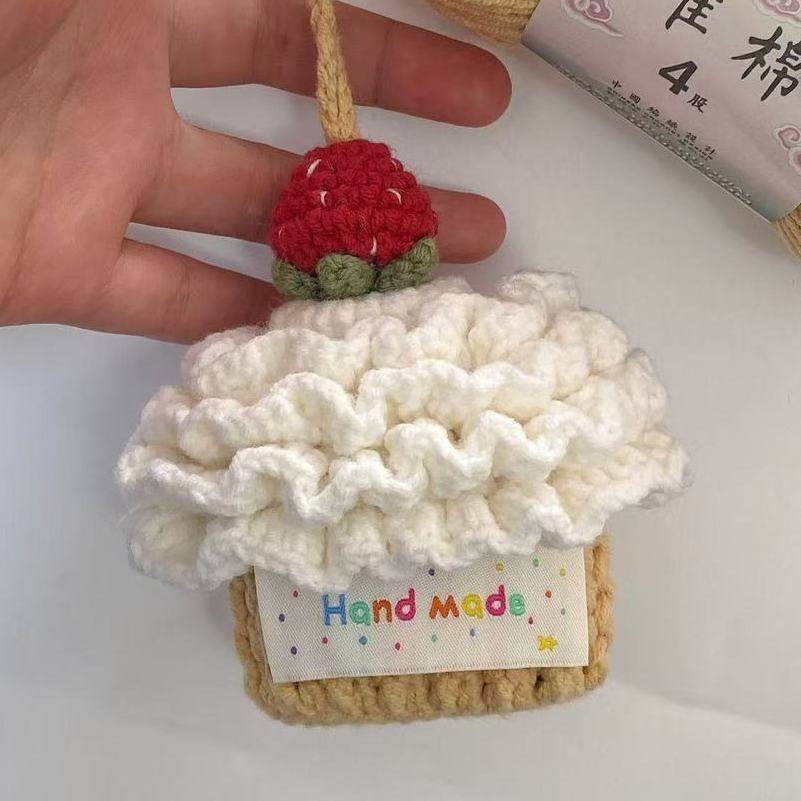 草莓奶油蛋糕耳机包毛线钩织DIY手工diy编织草莓创意蛋糕钩针材料,淘宝优惠券,粉丝福利购,淘宝优惠卷