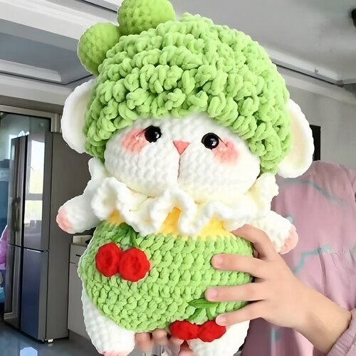 手工编织大号樱桃小羊玩偶diy材料挂件毛线钩针自制打发时间 - 图2