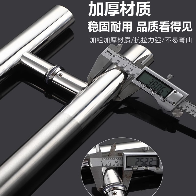 玻璃门把手定制不锈钢圆管无指纹哑黑钛金玫瑰色无框推拉木门把手 - 图0