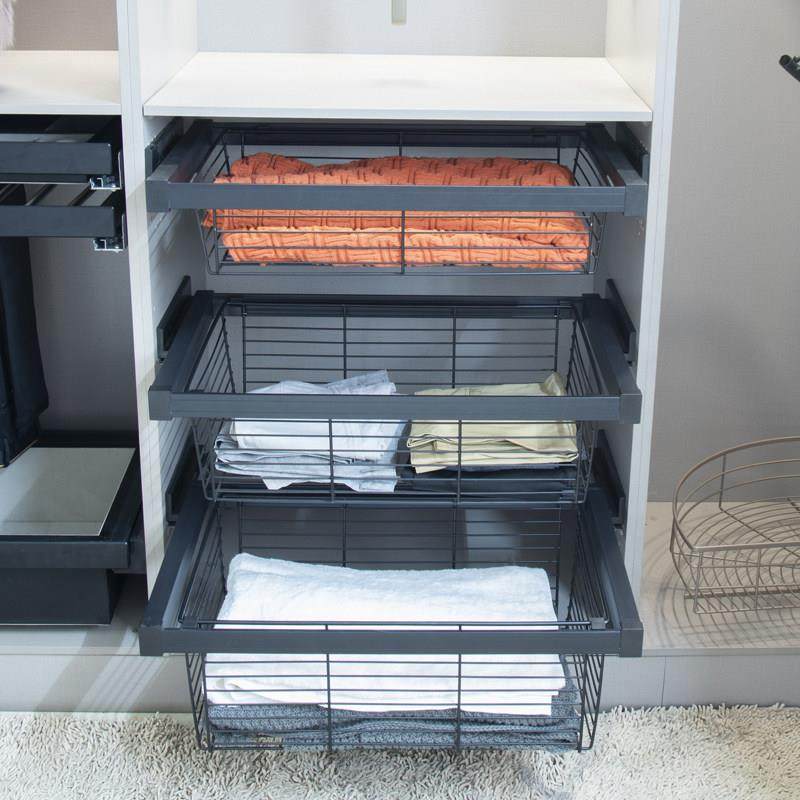 衣柜拉篮抽屉式阻尼伸缩裤架衣帽间五金配件内置抽拉衣服收纳藤篮,淘宝优惠券,粉丝福利购,淘宝优惠卷