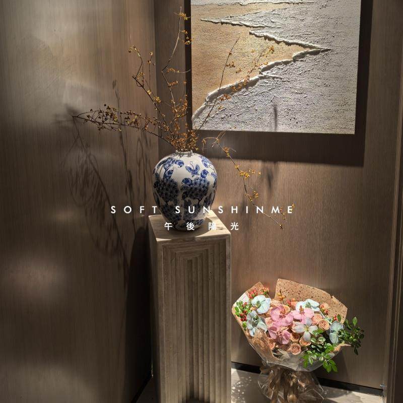 侘寂风天然黄洞大理石槽纹落地雕塑装饰摆件底座墩展示台立柱桌子,淘宝优惠券,粉丝福利购,淘宝优惠卷