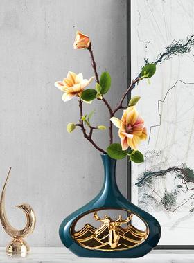 创意陶瓷新中式花瓶摆件客厅插花干 干燥花装饰花器轻奢餐桌茶几