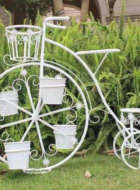 沐子哥庭院铁艺自行车多层创意欧式阳台落地花架盆架