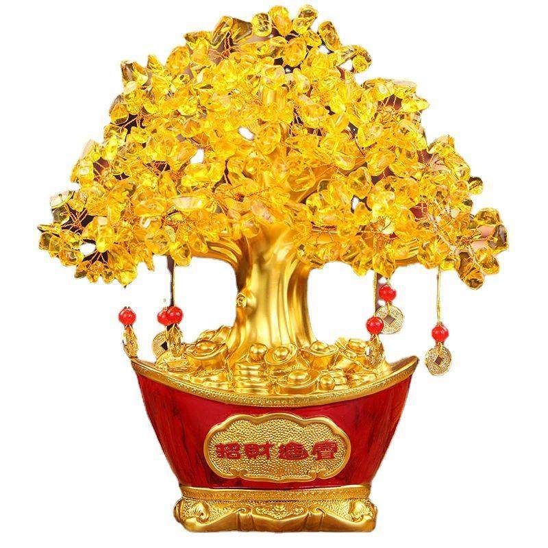 黄水晶发财树摆件招财电视酒柜装饰品家居客厅开业礼品金色摇钱树,淘宝优惠券,粉丝福利购,淘宝优惠卷