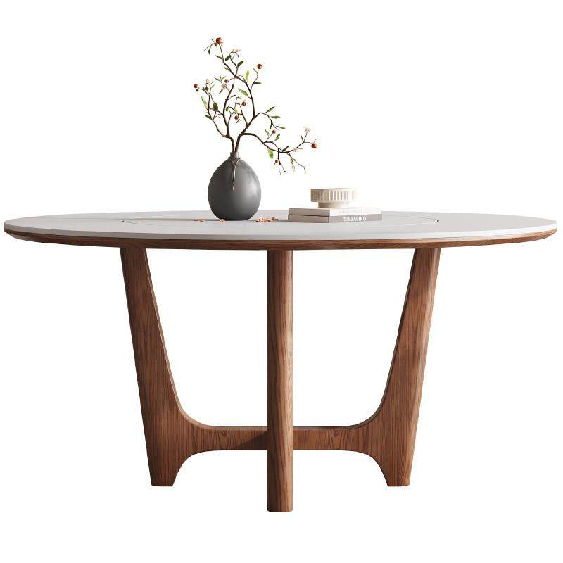 北欧实木岩板餐桌简约现代多功能电磁炉圆形餐桌内嵌转盘家用圆桌,淘宝优惠券,粉丝福利购,淘宝优惠卷