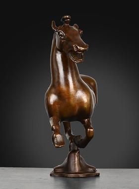 纯铜马踏飞燕摆件铜奔马家居客厅书房办公室中式装饰品仿古工艺品