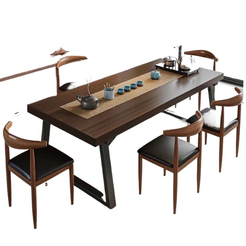 Large board tea table, one table, five chairs, tea set, tea table, new Chinese style living room, tea table, office tea table table