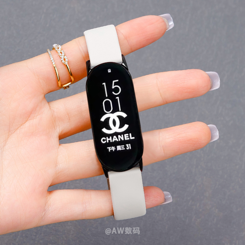 适用小米手环9表带8/NFC手环高级感酒红硅胶表带运动手环8钉扣表链运动手环9Pro/8Pro腕带watch4/5手表带男女 - 图2