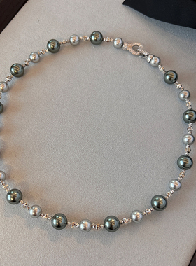 大溪地色混彩施家珍珠项链女